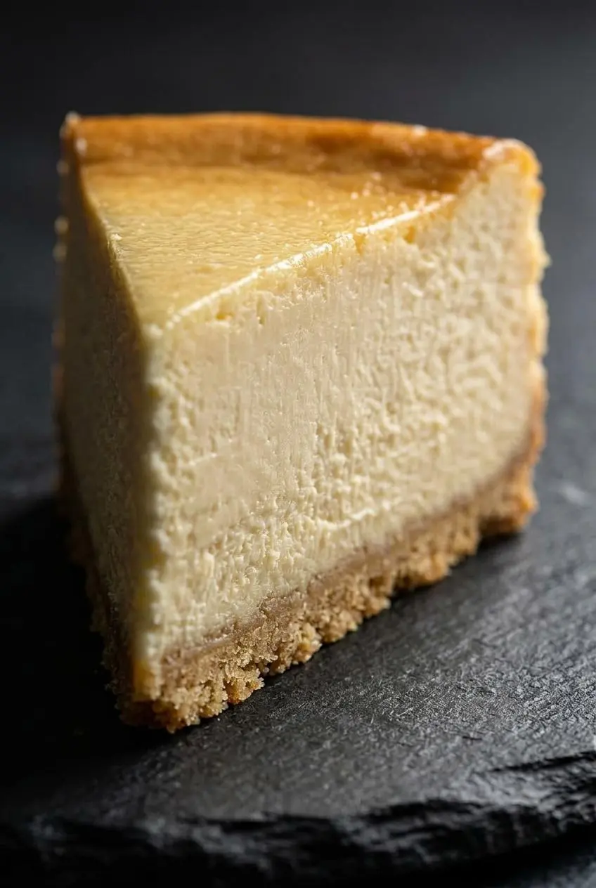 An extreme close-up of a keto cheesecake slice, highlighting the incredibly dense, smooth, and velvety texture of the cream cheese filling.