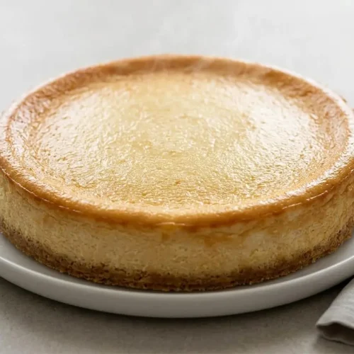 A perfect slice of the keto cheesecake recipe, showing its rich, creamy filling and buttery almond flour crust on a white plate.