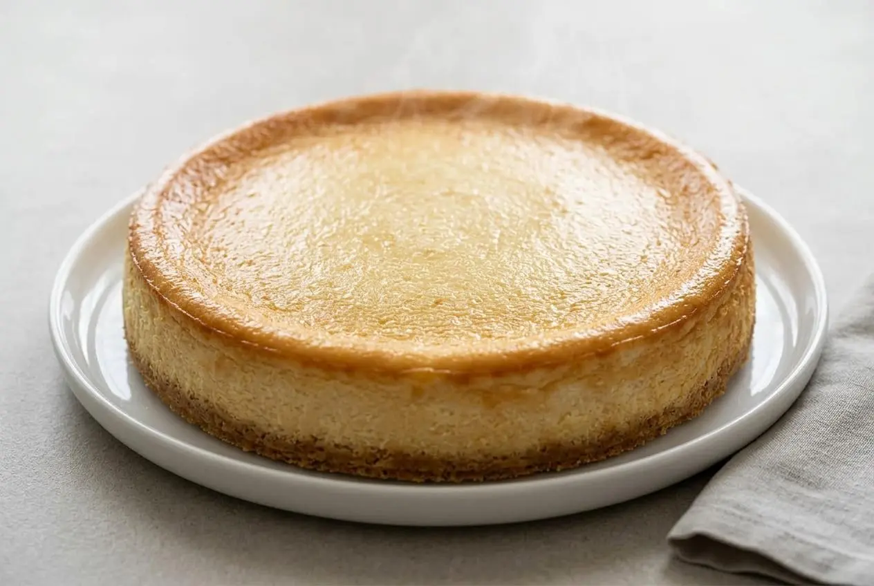 A perfect slice of the keto cheesecake recipe, showing its rich, creamy filling and buttery almond flour crust on a white plate.