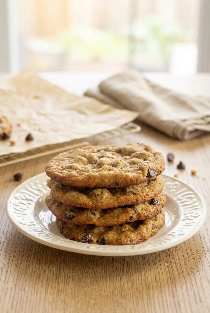 Batch of freshly baked keto almond flour cookies cooling on parchment paper over a wire rack.