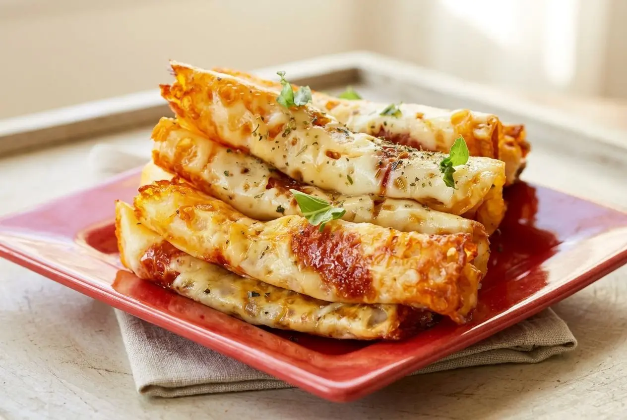 Crispy keto pizza roll ups baked to golden perfection with melted mozzarella and savory pepperoni.