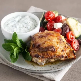keto greek chicken recipe finished dish with a golden topping