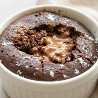 Keto lava cake recipe with a tender baked rim and a warm, velvety molten chocolate center.