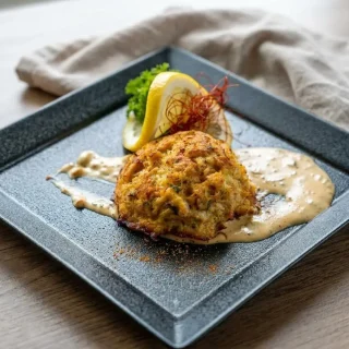 Golden baked keto crab cakes with visible lump crab meat and a light Old Bay seasoning crust.