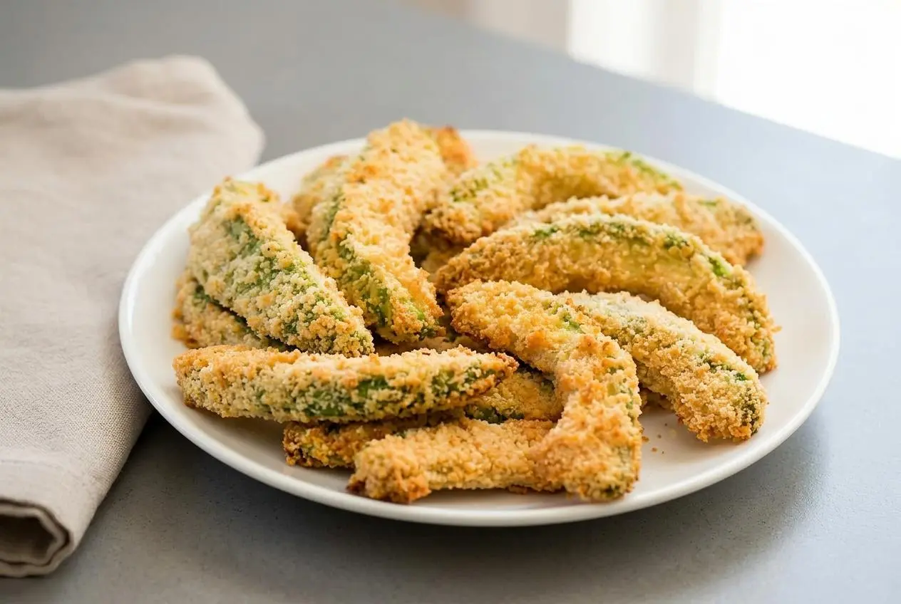 Crispy keto avocado fries with a golden parmesan and almond flour crust.