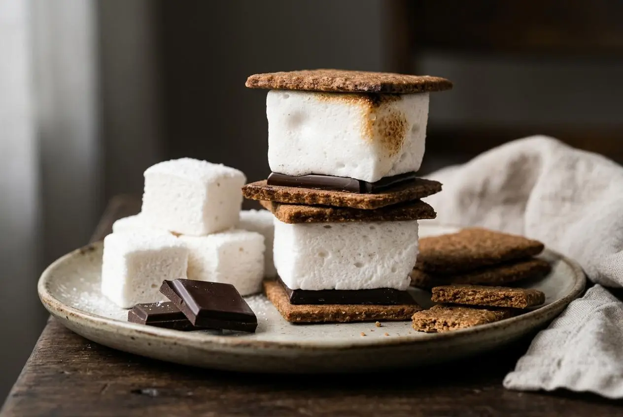 Fluffy white squares from this keto marshmallows recipe with a soft matte surface and springy texture.